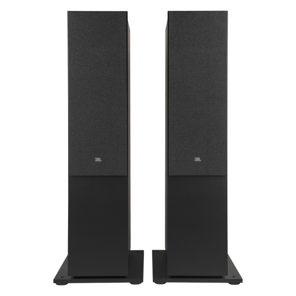 JBL Stage 280F Floorstanding Speakers (Pair), Black - Front with grille attached
