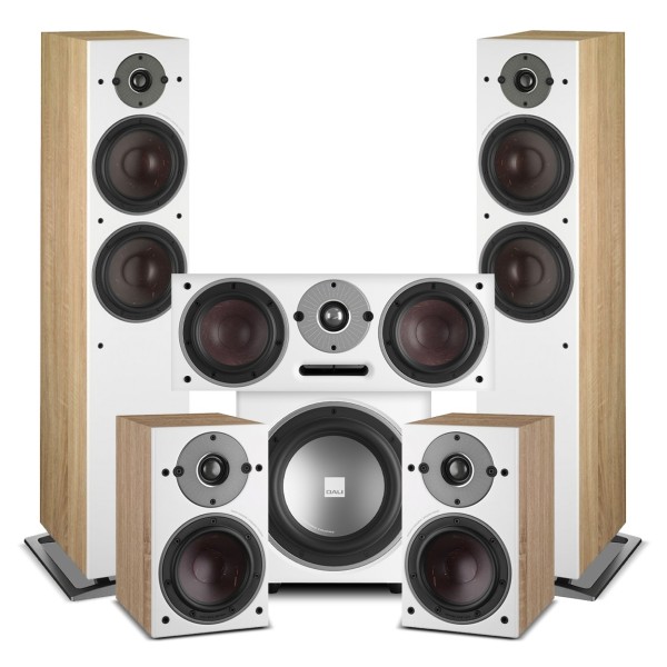DALI OBERON 7 5.1 Speaker Package with E-12F Subwoofer, Light Oak