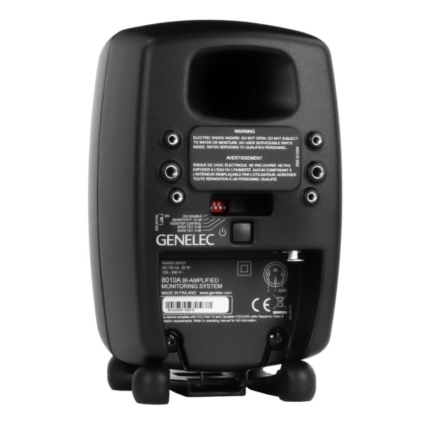 Genelec 8010A Professional Studio Monitor, Black (Single) - Angled Rear