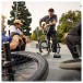 JBL Flip 7 Portable Bluetooth Speaker, Black - Lifestyle view, outdoors, bike park