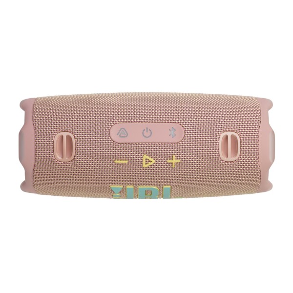 JBL Charge 6 Portable Bluetooth Speaker with Powerbank, Pink - Top and controls