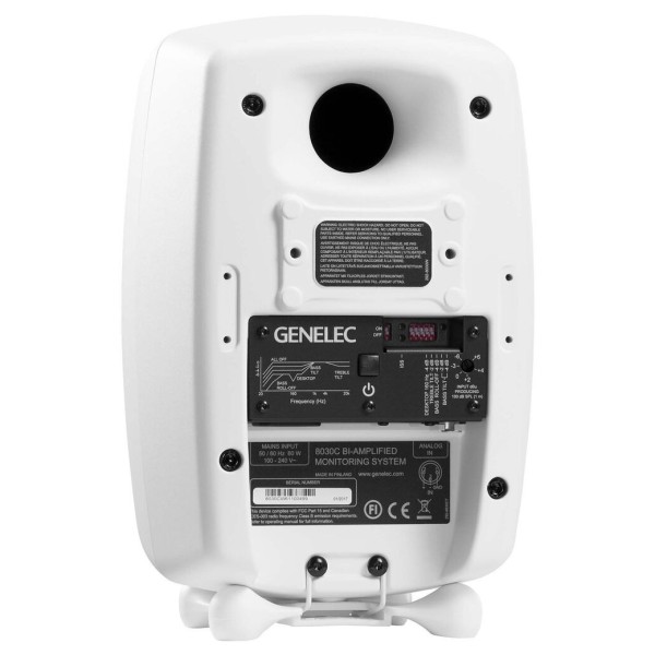 Genelec 8030 Studio Monitor, White - Angled Rear