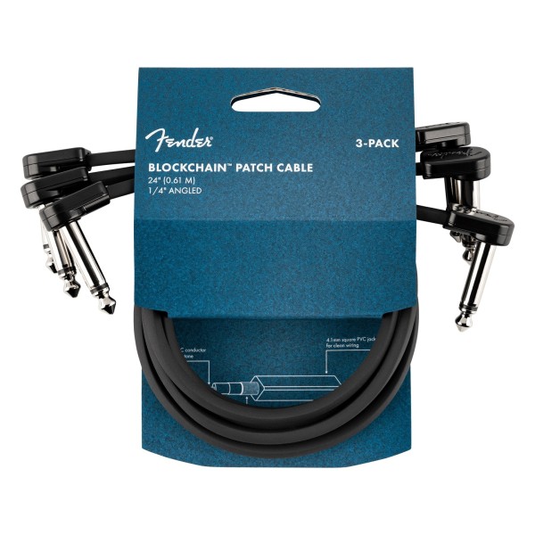 Fender Blockchain 24in Patch Cable, 3-pack, Straight-Angle