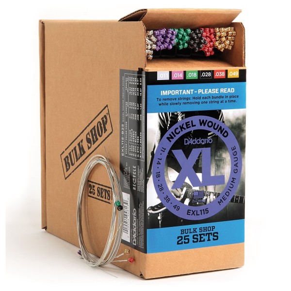 D'Addario EXL115-B25 Nickel Wound Electric Bulk Pack, Medium, 25 Sets - front