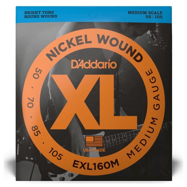 D'Addario EXL160M Nickel Wound Bass, Medium, 50-105, Medium Scale - front