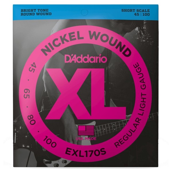 D'Addario EXL170S Nickel Wound Bass, Light, 45-100, Short Scale - front