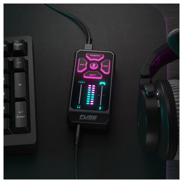 TC Helicon FUSE Gaming Headset Mic Enhancer and Voice FX On Desk