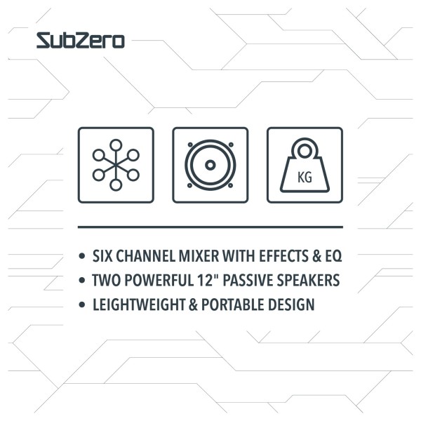 SubZero SZPA-612 250W 12" PA System with Stands