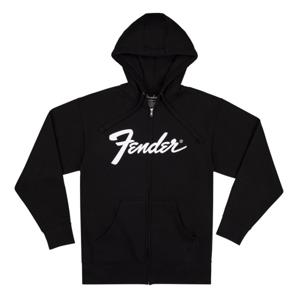 Fender Transition Logo Zip Front Hoodie, Black, XL
