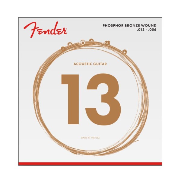 Fender Phosphor Bronze Acoustic Guitar Strings, Ball End, 60M .013-.056 Gauges, (6)