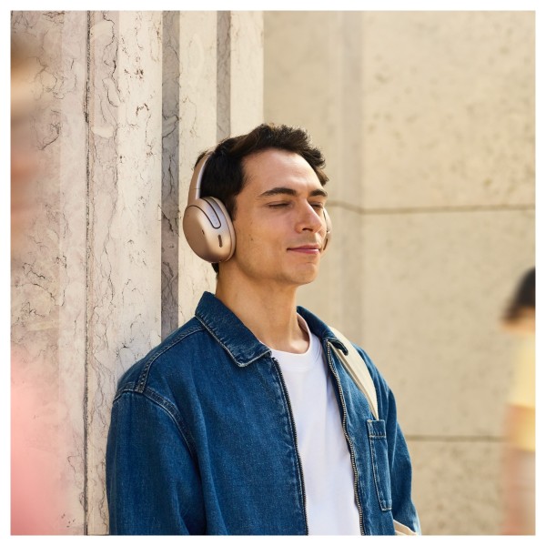 JBL Tour One M3 Wireless Over Ear Headphones, Latte - Lifestyle Image