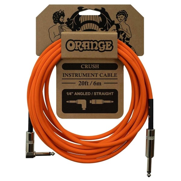 Orange CA037 Crush Instrument Cable, Angled, 6m/20ft