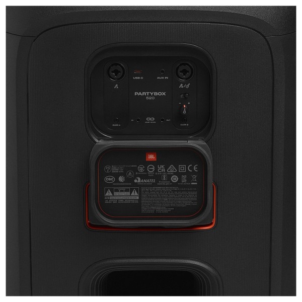 JBL PartyBox 520 Powerful 400W Portable Party Speaker - rear controls 