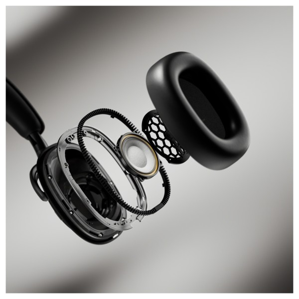 Bowers & Wilkins Px7 S3 Wireless Headphones, Anthracite Black - Beauty image, exploded view