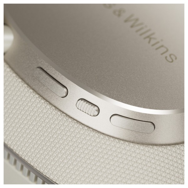 Bowers & Wilkins Px7 S3 Wireless Headphones, Vintage Champagne - Beauty image, controls