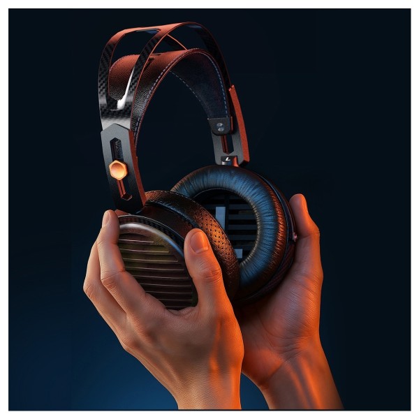 FiiO FT7 Flagship Open Back Planar Over Ear Headphones - Modelled, being held