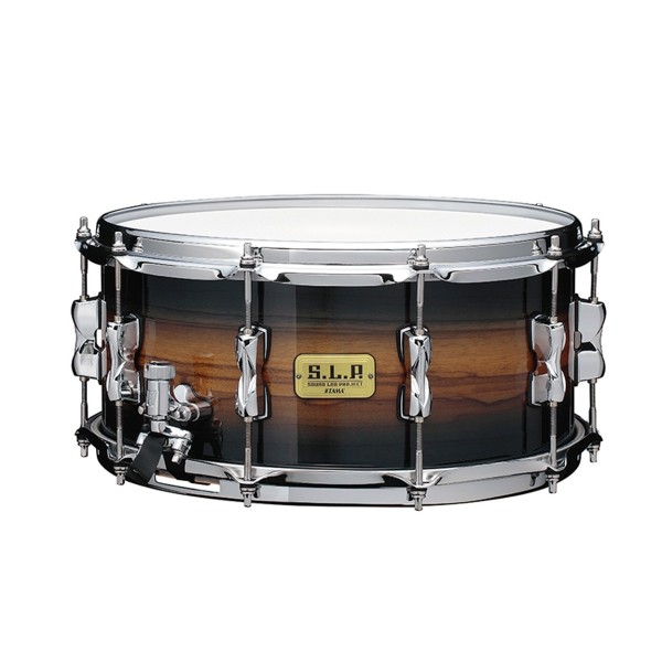 Tama SLP 14 x 6.5'' Hybrid Bubinga & Maple Snare Drum, Zebrawood Outer Ply