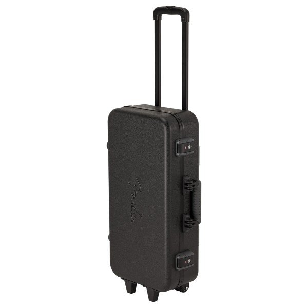 Fender Tone Master Pro Hard Case, Black upright with handle extended