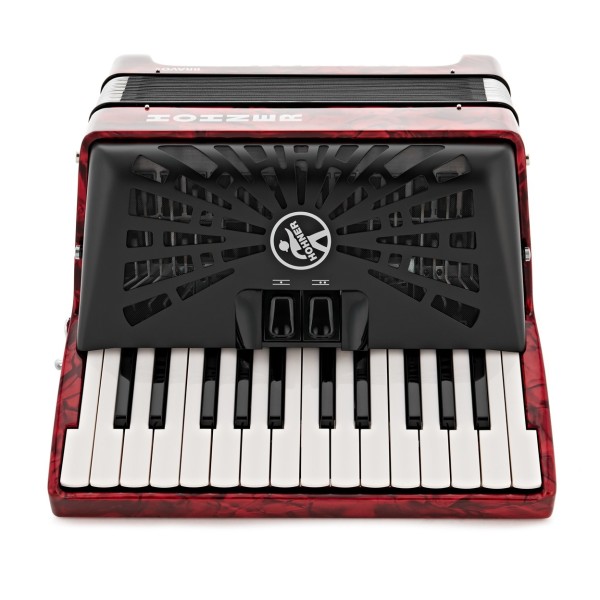 Hohner Bravo II 48 Silent Key Accordion, Red - Front