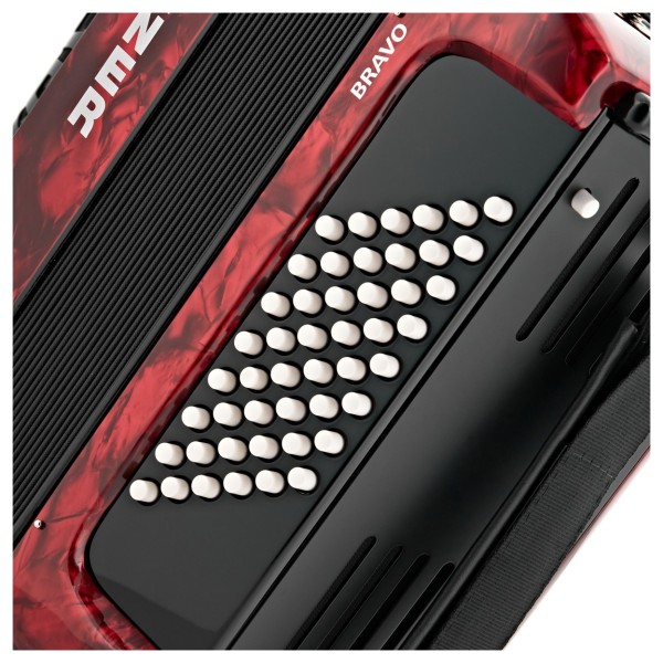 Hohner Bravo II 48 Silent Key Accordion, Red - Buttons