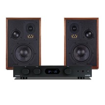 Wharfedale Super Denton Speakers with Audiolab 6000A Integrated Stereo Amplifier, Walnut