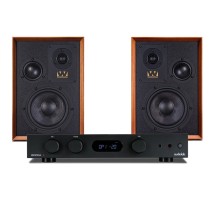 Wharfedale Super Denton Speakers with Audiolab 6000A Integrated Stereo Amplifier, Mahogany