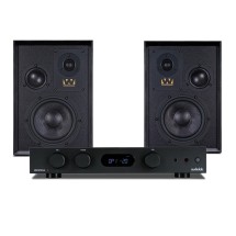 Wharfedale Super Denton Speakers with Audiolab 6000A Integrated Stereo Amplifier, Black