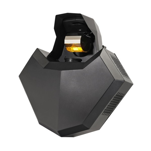 Equinox Helix Evo XP 150W Barrel Effect Light, Front Angle View with Yellow Light