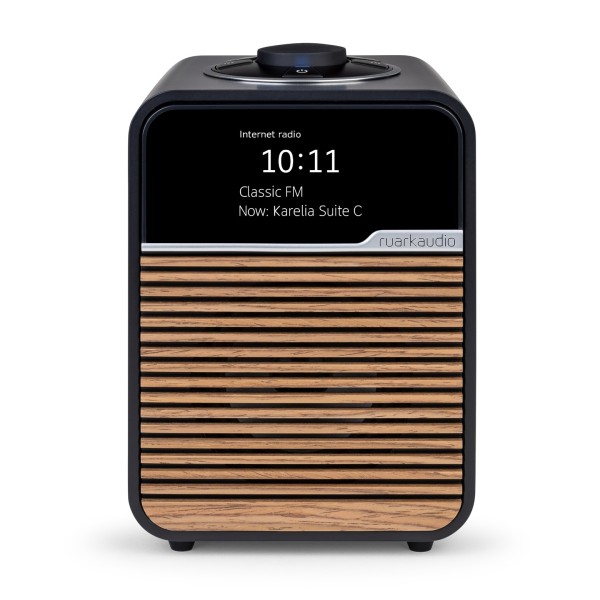 Ruark Audio R1S Smart Radio, Charcoal - Front view, high angle