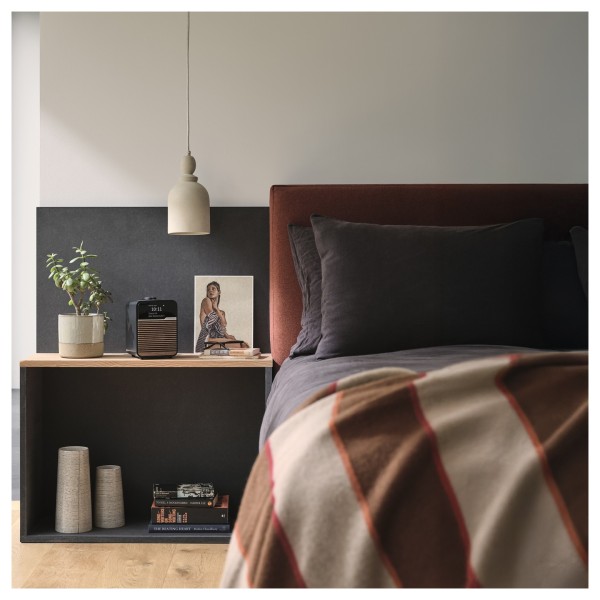 Ruark Audio R1S Smart Radio, Charcoal - Lifestyle Image, bedside table