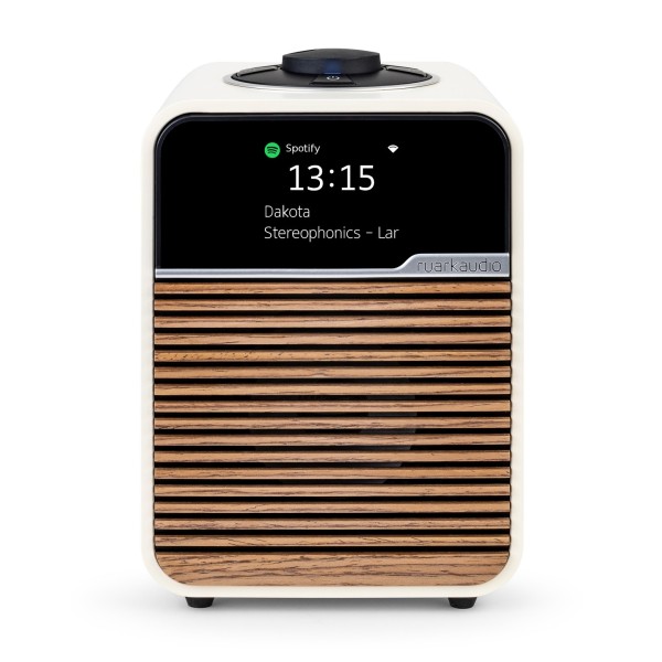 Ruark Audio R1S Smart Radio, Light Cream - Front view, high angle