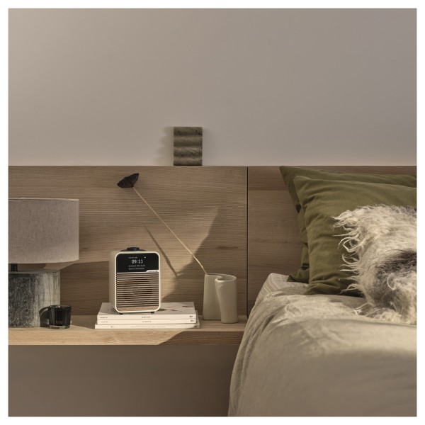 Ruark Audio R1S Smart Radio, Light Cream - Lifestyle Image, bedroom