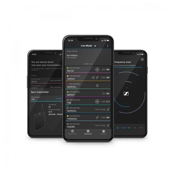 Sennheiser EW-D ME2 Wireless Lavalier Set, Mobile App Screens