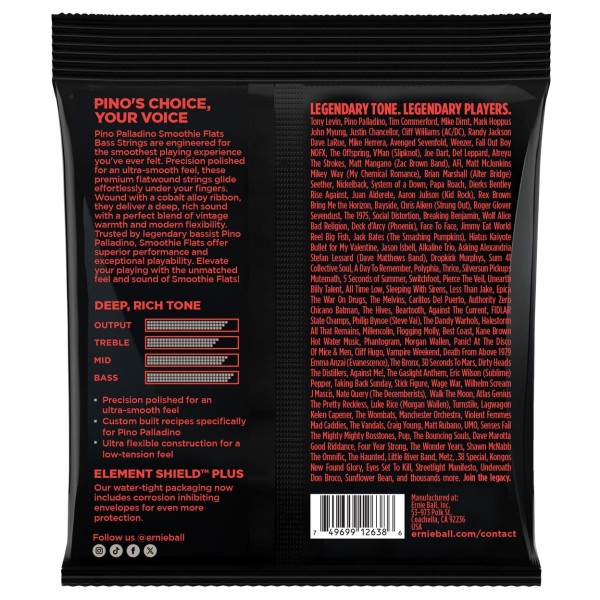 Ernie Ball 2749 Pino Palladino Smoothie Flats Bass Strings 43-108 - back 