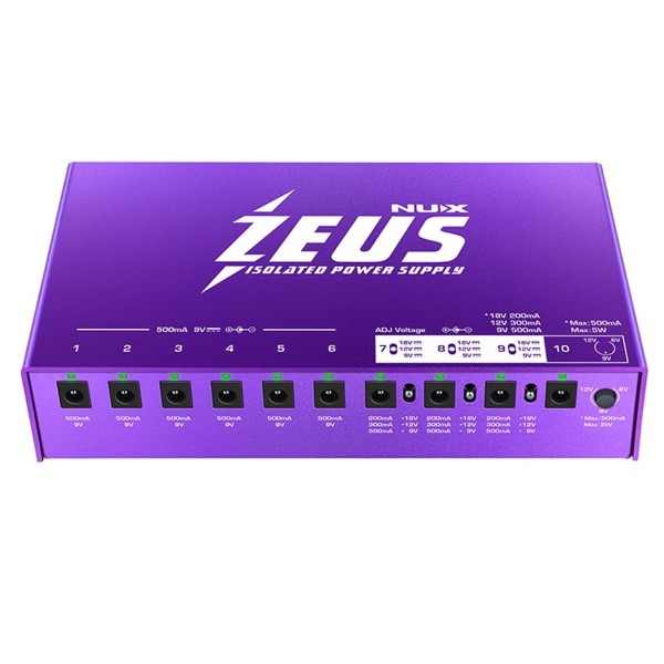 NUX Zeus Guitar Pedal Power Supply, Front Angle View