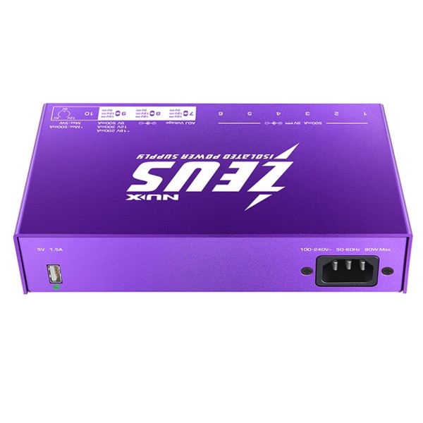 NUX Zeus Guitar Pedal Power Supply, Rear Angle View
