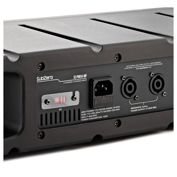 SubZero SZ-PMIX4 4 Channel Powered Mixer with Digital Media Player