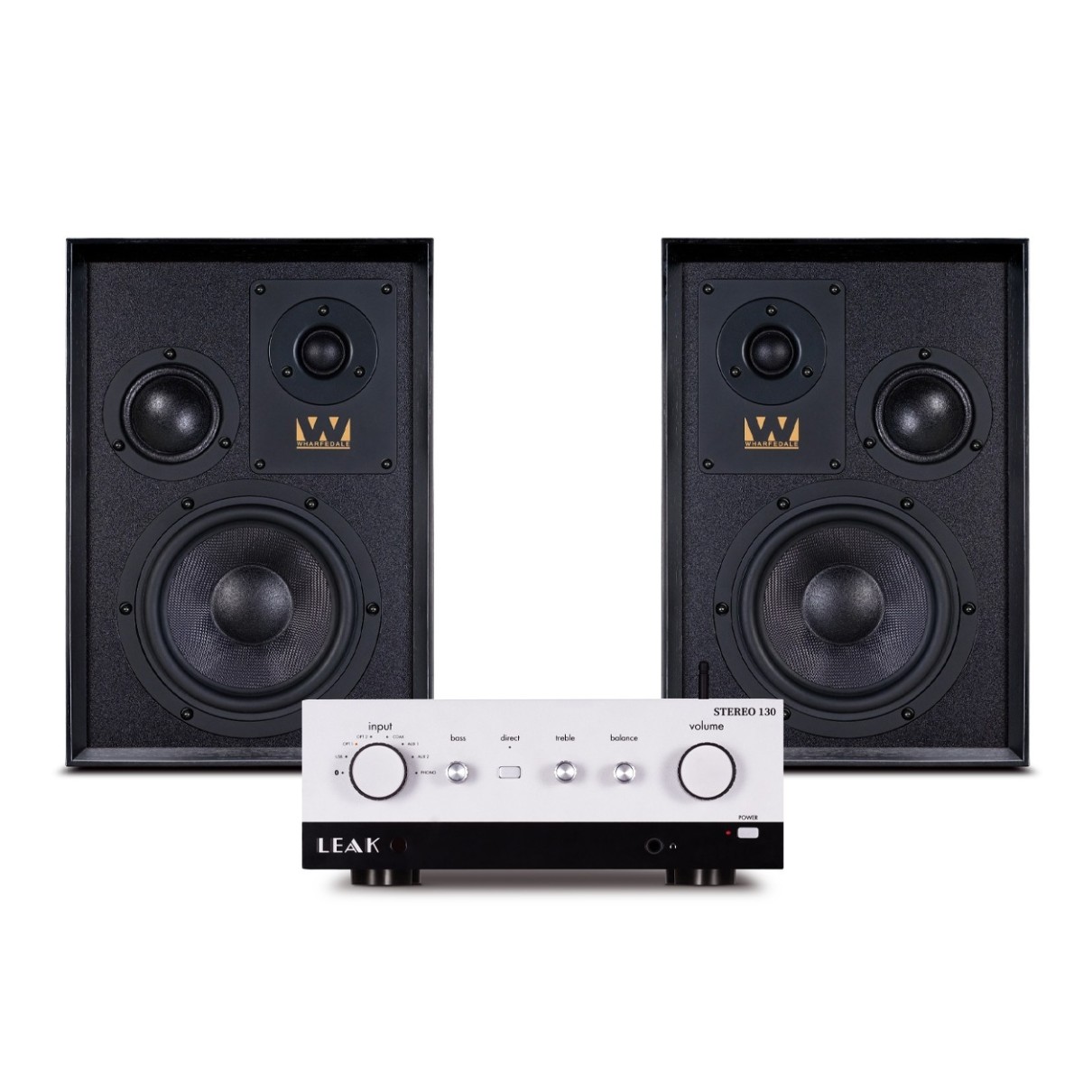 Leak Stereo 130 Integrated Amplifier with Wharfedale Super Denton Speakers Black