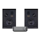 WiiM Amp Streaming Amplifier with Wharfedale Super Denton Speakers, Space Grey & Black