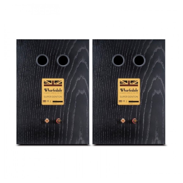 Wharfedale Super Denton Bookshelf Speaker, Black Oak - Rear view