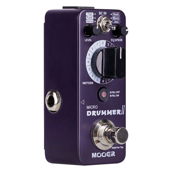 Mooer MDM2 Micro Drummer Pedal - left angle 