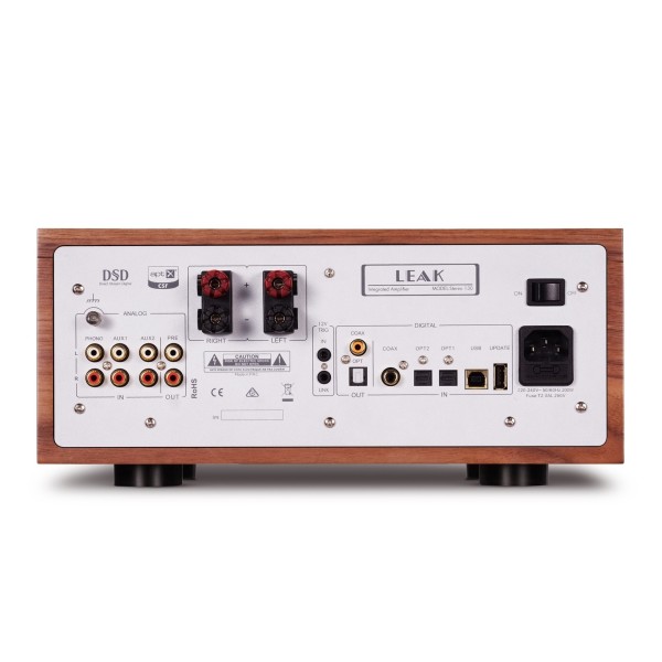 LEAK STEREO 130 Integrated Amplifier with DAC, Walnut - Reverse