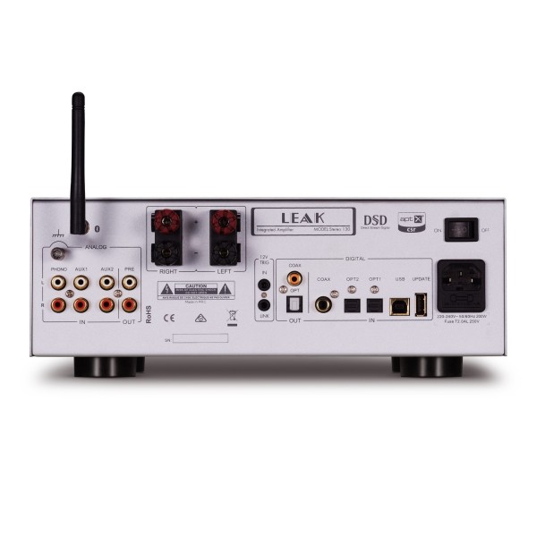 LEAK STEREO 130 Integrated Amplifier with DAC, Silver - Reverse