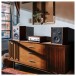 Leak Stereo 130 Integrated Amplifier with Wharfedale Super Denton Speakers, Walnut - Lifestyle Image
