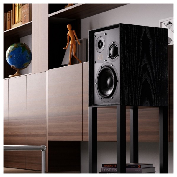 Wharfedale Super Denton Bookshelf Speaker, Black Oak - Lifestyle Image