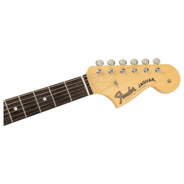 Fender Made in Japan Traditional 2025 Collection 60s Jaguar RW, Competition 3C Sunburst/Aged Natural - headstock 