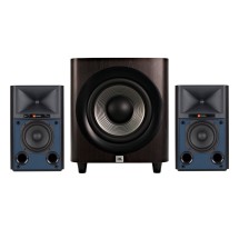 JBL 4305P Wireless Speakers with JBL Studio 660P Subwoofer, Black & Dark Wood