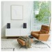 JBL 4305P Wireless Studio Monitor Speakers, Black Walnut - Lifestyle Image, living room