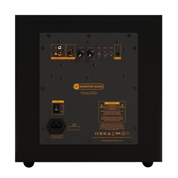 Monitor Audio Vestra W10 Subwoofer Speaker, Black - rear 