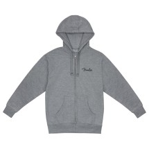 Fender Spaghetti Small Logo Zip Front Hoodie, Athletic Gray, XL